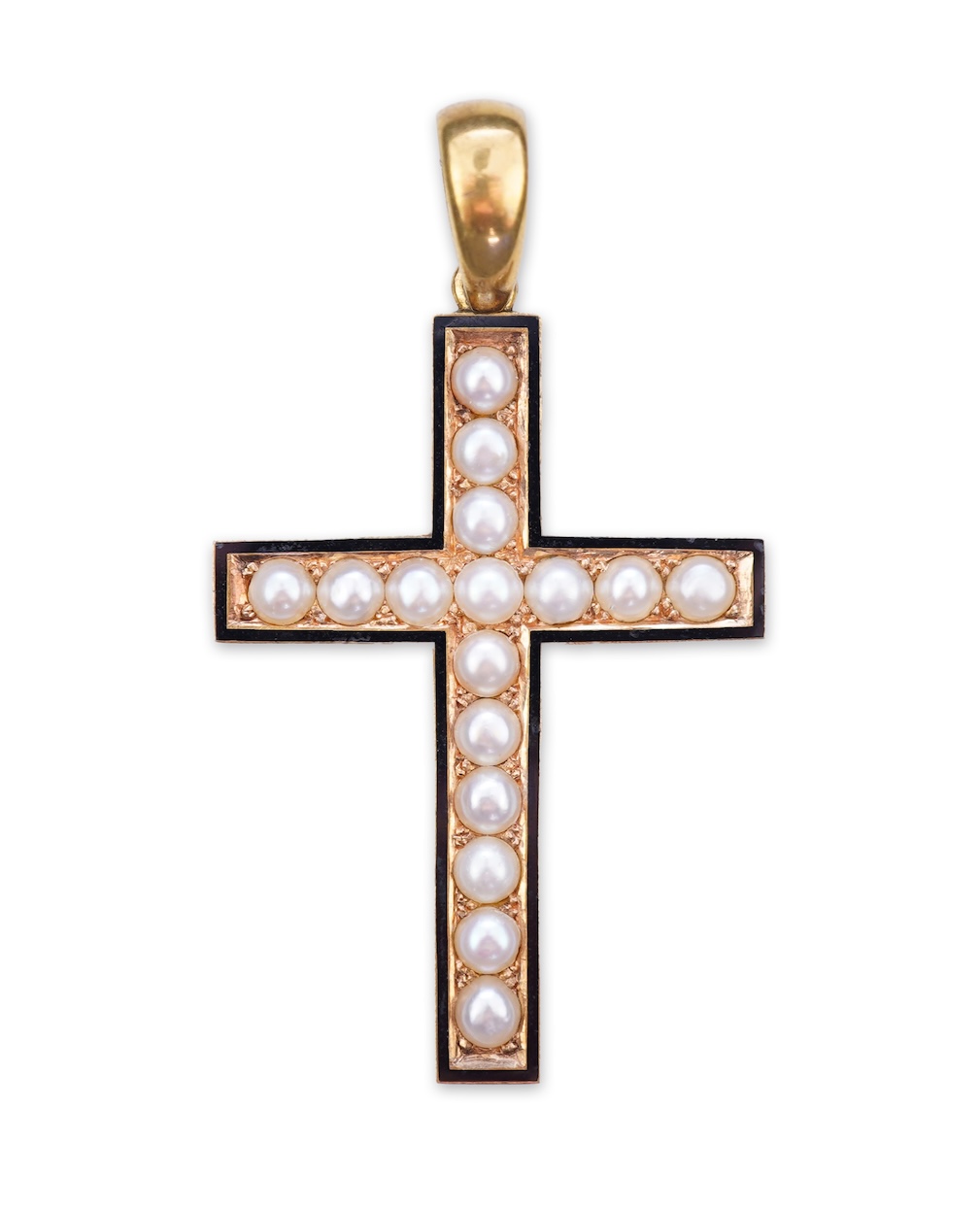 A Victorian pearl and enamel pendant, late 19th century